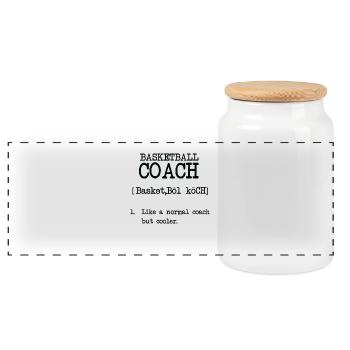 Awesome BASKETBALL COACH T-Shirt - Panoramic Cookie Jar with Wooden Lid - white - Front