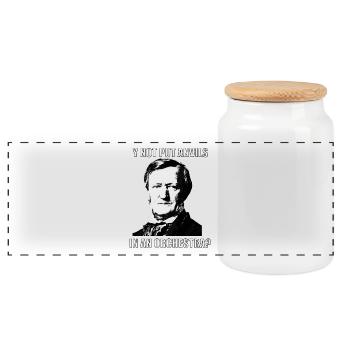 Klassische Musik Meme Wagner "Put Anvils" - Panorama Keksdose mit Holzdeckel - Weiß - Vorne