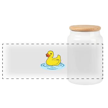 Release the Quackin squeaky duckling duck - Panoramic Cookie Jar with Wooden Lid - white - Front
