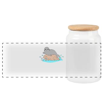 Sceau, pouces haut, sceau, approuver, cadeau, drôle - Boîte à biscuits avec couvercle en bois - blanc - Devant