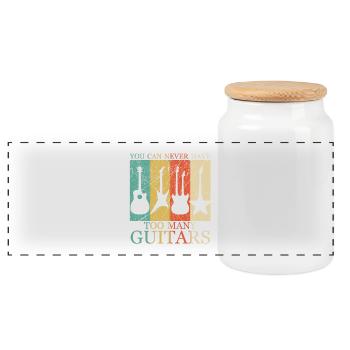 Guitars Vintage Gift - Panoramic Cookie Jar with Wooden Lid - white - Front