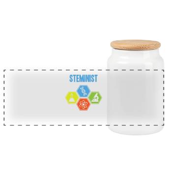 Steminist Chemistry Nerd Geek Feminist Geschenk - Panorama Keksdose mit Holzdeckel - Weiß - Vorne