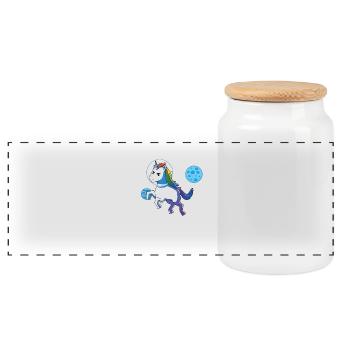 Einhorn Unicorn Space Astronaut Galaxy Geschenk - Panorama Keksdose mit Holzdeckel - Weiß - Vorne