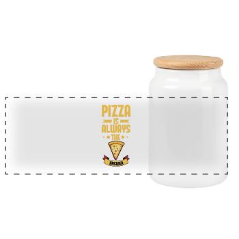 Awesome Pizza is always the answer Tshirt - Panoramic Cookie Jar with Wooden Lid - white - Front