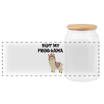 Not my prob-llama - Panoramic Cookie Jar with Wooden Lid - white - Front