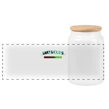 Fitness Gym Workout Pumps Weightlifting Training - Panoramic Cookie Jar with Wooden Lid - white - Front