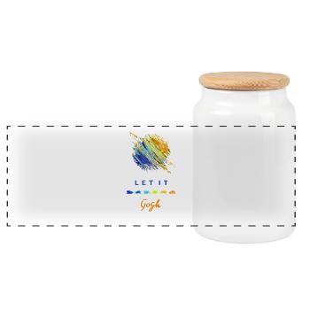 Vincent Van Gogh Let It Gogh Abstract - Panoramic Cookie Jar with Wooden Lid - white - Front