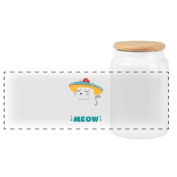 Sombrero Cat Funny Cinco De Mayo Tshirt - Panoramic Cookie Jar with Wooden Lid - white - Front