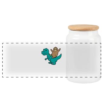 T-Rex paresseux Tyrannosaurus dinosaure cadeau - Boîte à biscuits avec couvercle en bois - blanc - Devant