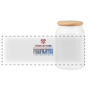 Firefighters Fire Fire Rescuer Hero Helper - Panoramic Cookie Jar with Wooden Lid - white - Front