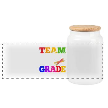 Team 1st 1st Grade Back to School - Panoramic Cookie Jar with Wooden Lid - white - Front