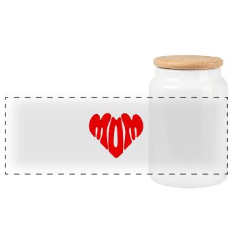 I Love Mom - Cadeau de la fête des Mères - Boîte à biscuits avec couvercle en bois - blanc - Devant