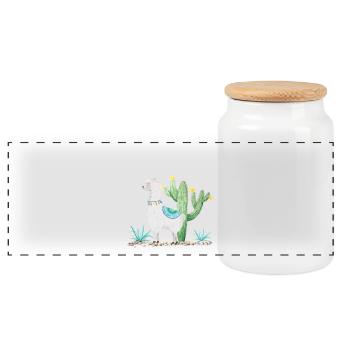 lama - Panoramic Cookie Jar with Wooden Lid - white - Front
