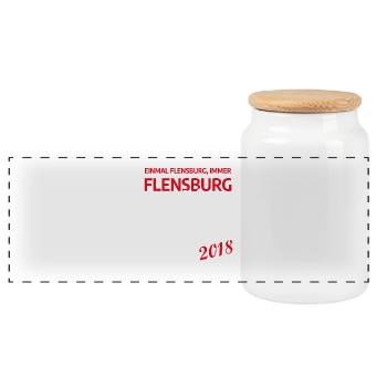 Flensburg Handball Deutscher Meister 2018 - Panorama Keksdose mit Holzdeckel - Weiß - Vorne
