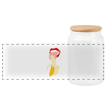 Alimentaire de cadeau de banane - Boîte à biscuits avec couvercle en bois - blanc - Devant