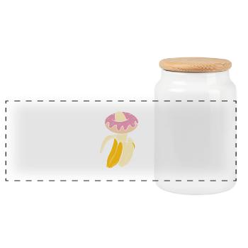 Bananen-Geschenk-Lebensmittel-Porno-Donut Shirt - Panorama Keksdose mit Holzdeckel - Weiß - Vorne