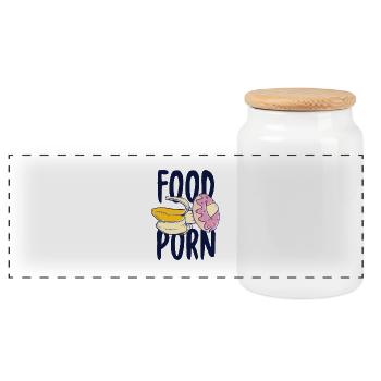 Bananen-Geschenk-Lebensmittel-Porno-Donut Shirt - Panorama Keksdose mit Holzdeckel - Weiß - Vorne