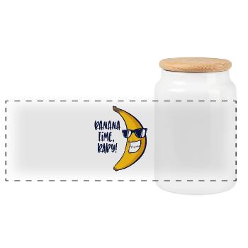 Banana Gift cool banana time shirt - Panoramic Cookie Jar with Wooden Lid - white - Front