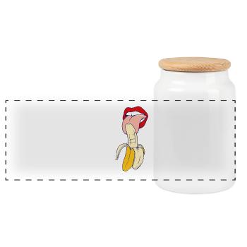 Alimentaire de cadeau de banane - Boîte à biscuits avec couvercle en bois - blanc - Devant