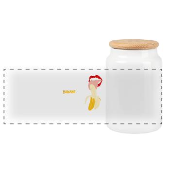 Banana Gift never make eye contact while eating - Panoramic Cookie Jar with Wooden Lid - white - Front