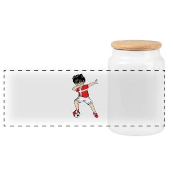 Denmark Dabbing Football Player Dab Gift - Panoramic Cookie Jar with Wooden Lid - white - Front