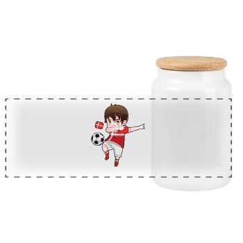 Denmark Dabbing Football Player Dab Gift - Panoramic Cookie Jar with Wooden Lid - white - Front