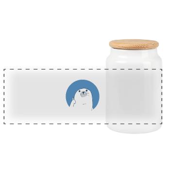 Seal thumbs up sea animal sea lion Funny - Panoramic Cookie Jar with Wooden Lid - white - Front