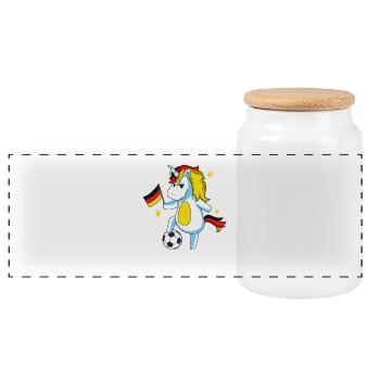 Germany Unicorn Germany Unicorn Football Gift - Panoramic Cookie Jar with Wooden Lid - white - Front
