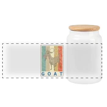 Goat Vintage Retro Style Grunge - Panoramic Cookie Jar with Wooden Lid - white - Front