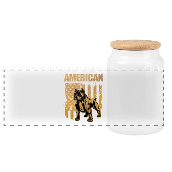 Pitbull lover dog fighting dog love America USA - Panoramic Cookie Jar with Wooden Lid - white - Front