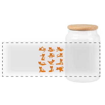 Renards faisant du yoga - Boîte à biscuits avec couvercle en bois - blanc - Devant
