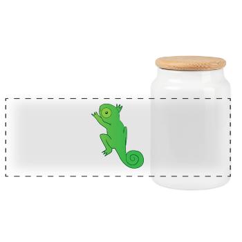 Reptil - Chamäleon - Chamäleons - Geschenk - Panorama Keksdose mit Holzdeckel - Weiß - Vorne