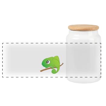 Reptil - Chamäleon - Chamäleons - Geschenk - Panorama Keksdose mit Holzdeckel - Weiß - Vorne
