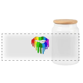 LGBTQ Gay lesbian rainbow homosexual schwul trans - Panorama Keksdose mit Holzdeckel - Weiß - Vorne
