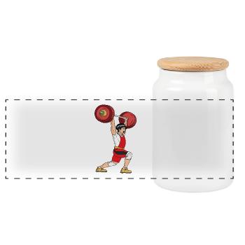 Fitness Gym - Cadeau de partenaire de formation - Boîte à biscuits avec couvercle en bois - blanc - Devant
