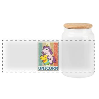 Licorne, cru, retro, style, grunge, licornes - Boîte à biscuits avec couvercle en bois - blanc - Devant