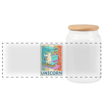 Licorne, cru, retro, style, grunge, licornes - Boîte à biscuits avec couvercle en bois - blanc - Devant