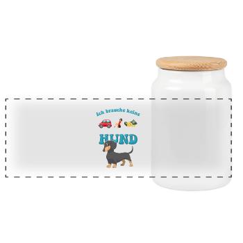 chien femmes voitures argent amour chiens cadeau - Boîte à biscuits avec couvercle en bois - blanc - Devant