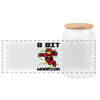 8 Bit Warrior Pixel Video Game Gaming Gift - Panoramic Cookie Jar with Wooden Lid - white - Front