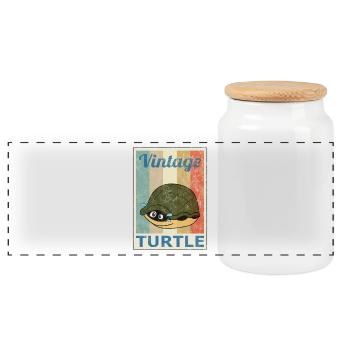 Landschildkröte Vintage Retro Style Grunge Reptili - Panorama Keksdose mit Holzdeckel - Weiß - Vorne