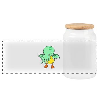 Kraken Squeaky Duck Quackin Bath Duck Duck - Panoramic Cookie Jar with Wooden Lid - white - Front