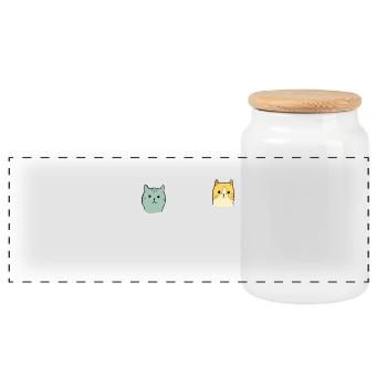 Crazy cat type cat lover cat Miau - Panoramic Cookie Jar with Wooden Lid - white - Front