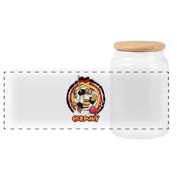 Team Germany - Soccer World Cup - Panoramic Cookie Jar with Wooden Lid - white - Front