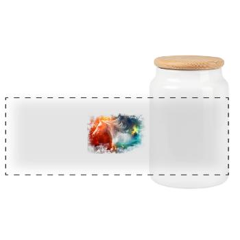 Cheval - Boîte à biscuits avec couvercle en bois - blanc - Devant