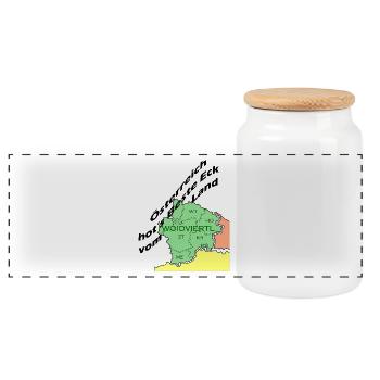 Österreich hot's beste Eck vom Land - Panorama Keksdose mit Holzdeckel - Weiß - Vorne