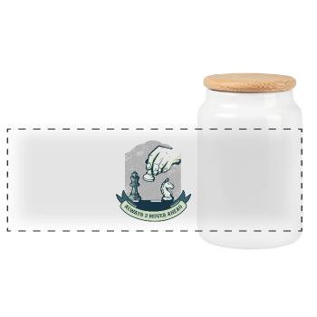 Immer drei Züge voraus - Chess Sport Gift - Panorama Keksdose mit Holzdeckel - Weiß - Vorne