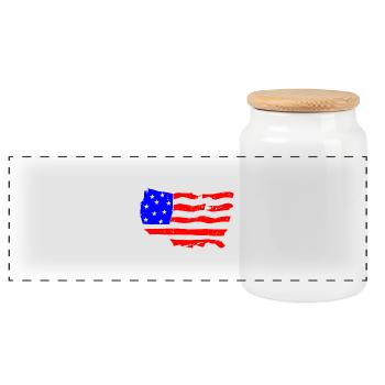 USA - Panoramic Cookie Jar with Wooden Lid - white - Front