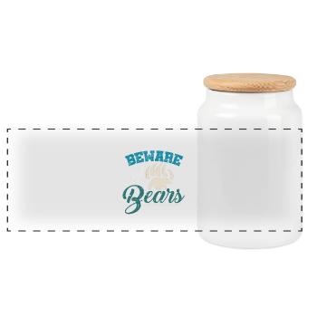 Bear friends and nature lovers - Panoramic Cookie Jar with Wooden Lid - white - Front