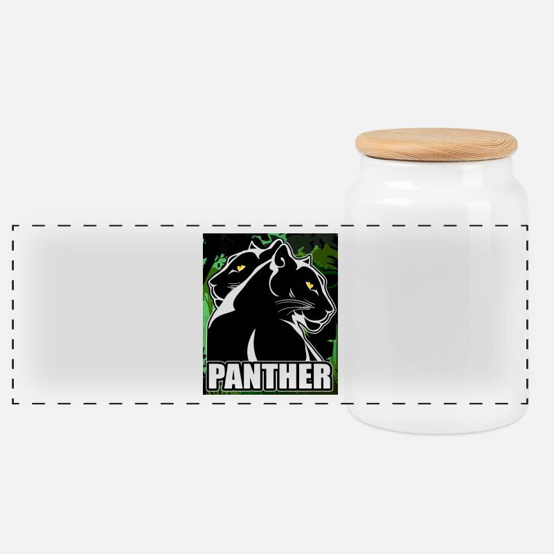 Panther - Panorama Keksdose mit Holzdeckel - Weiß