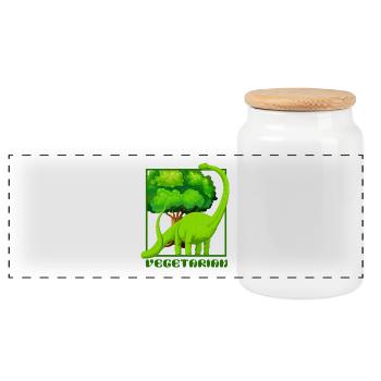 Dinosaur Brachiosaurus - Panoramic Cookie Jar with Wooden Lid - white - Front